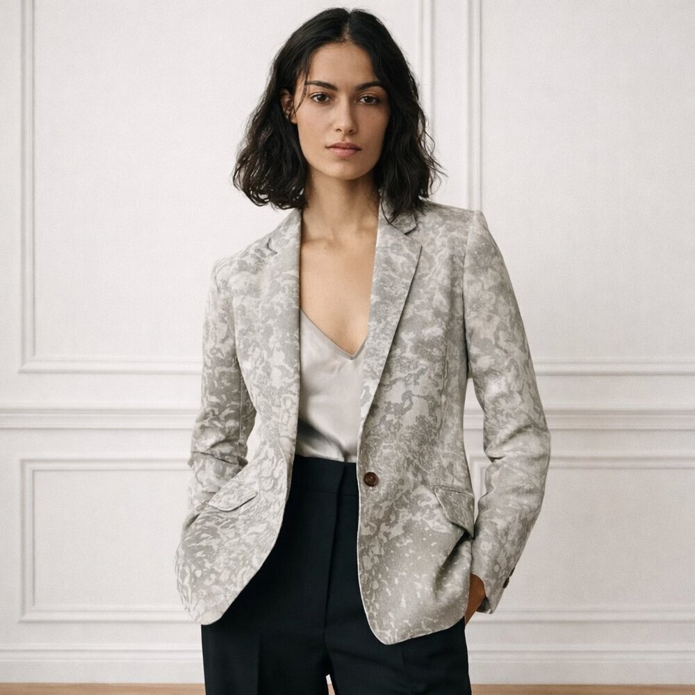 Truth and Pride 100% Silk Tortoise Print Oversized Boyfriend Blazer